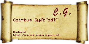 Czirbus Győző névjegykártya