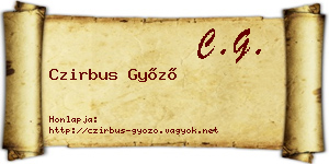 Czirbus Győző névjegykártya